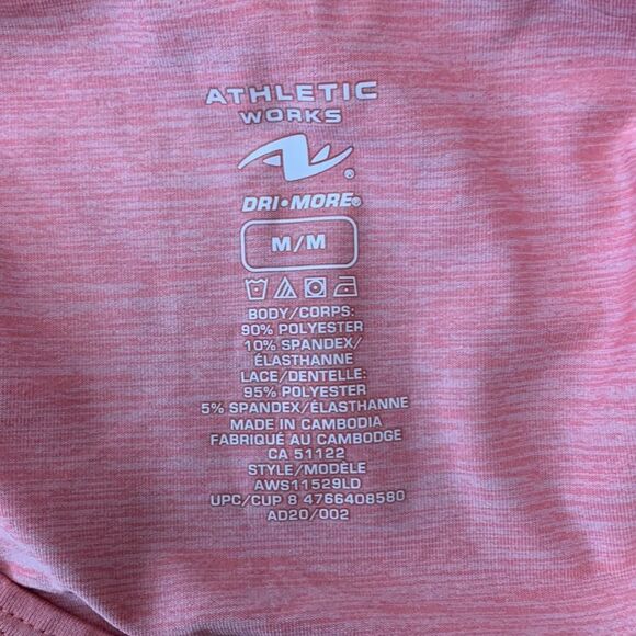 Athletic Works Pink Lace Trim Tank Exercise Shirt Size Medium - Picture 4 of 5